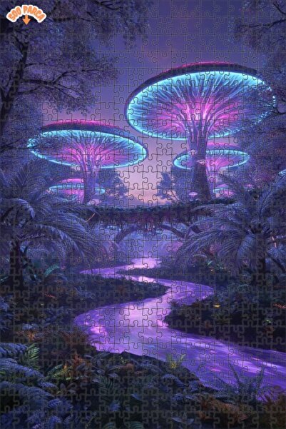 Teona Ahşap لغز خشبي بإطار مزدوج الطبقات بمظهر الطباعة الرقمية لغابة الفطر ال...