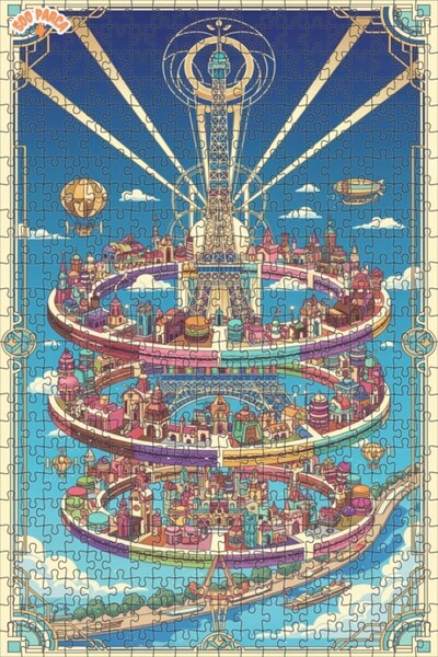 Teona Ahşap لغز خشبي بإطار من طابقين من طراز آرت ديكو باريس دريم 500 قطعة 50x30