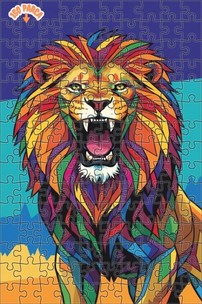 Teona Ahşap Lion's Colorful Modern Art Illustration Wooden Puzzle 150 Pieces ...