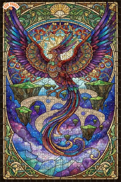 Teona Ahşap لغز خشبي بإطار مزدوج الطبقات بفن الزجاج الملون على شكل طائر الفين...