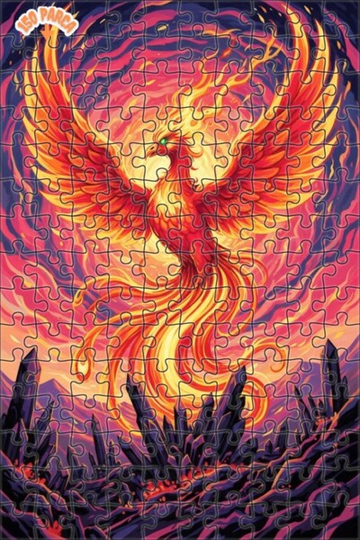 Teona Ahşap لغز خشبي بإطار مزدوج الطبقات بمظهر لوحة زيتية لطائر العنقاء المتو...