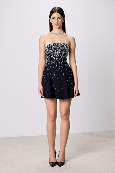 Angle Create Taş İşlemeli Straplez Mini Abiye Davet Elbisesi