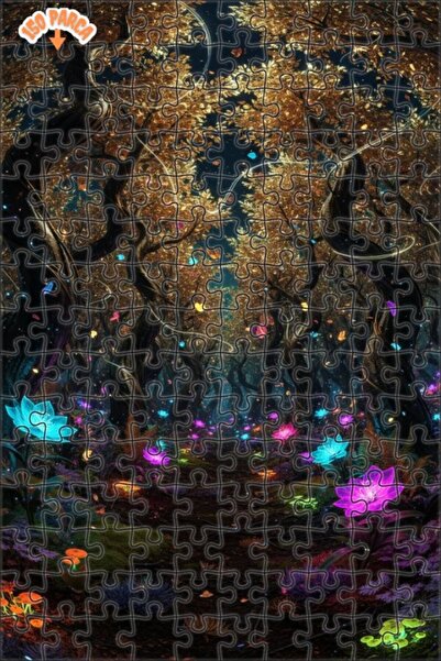 Teona Ahşap لغز خشبي مؤطر بطبقتين بمظهر ألوان مائية لزهور الغابة السحرية 150 ...