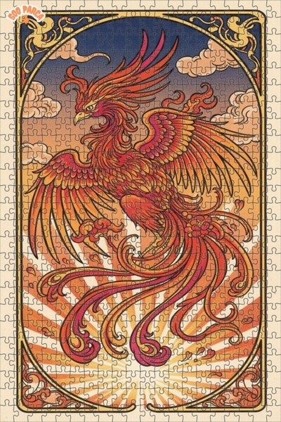 Teona Ahşap لغز خشبي مؤطر بطبقتين بمظهر فني خطي على شكل العنقاء الأسطورية 500...