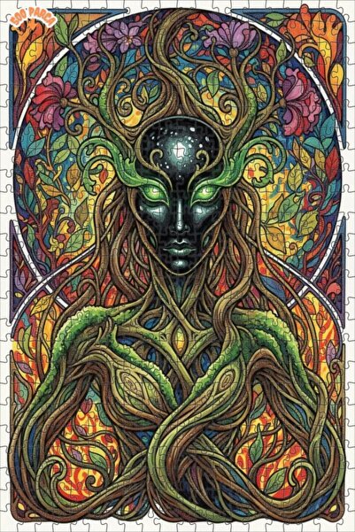 Teona Ahşap لغز خشبي مؤطر بطبقتين بمظهر لوحة زيتية يصور الكائن الأسطوري الأعل...