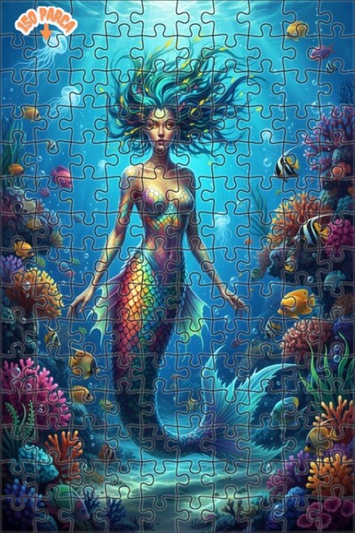 Teona Ahşap لغز خشبي مؤطر بطبقتين بمظهر لوحة زيتية لحورية البحر السحرية 150 ق...