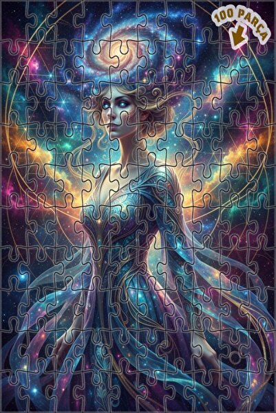 Teona Ahşap Galaxy Queen Oil Painting Look Double Layer Framed Wooden Puzzle ...