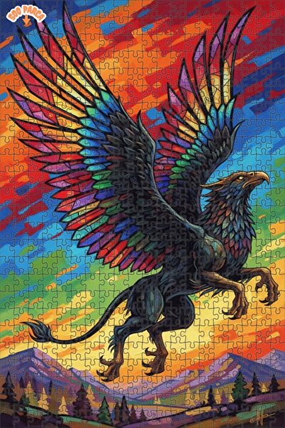 Teona Ahşap لغز خشبي بإطار مزدوج الطبقات بمظهر لوحة زيتية لطائر الجريفين ذو ا...