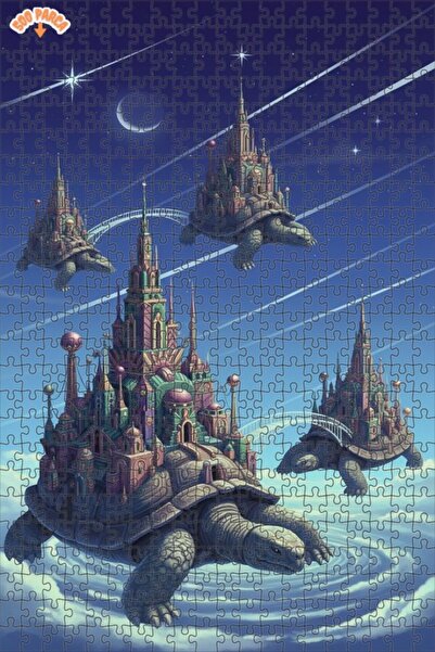 Teona Ahşap لغز خشبي على شكل سلحفاة عملاقة طائرة بمظهر لوحة زيتية 500 قطعة 50×30