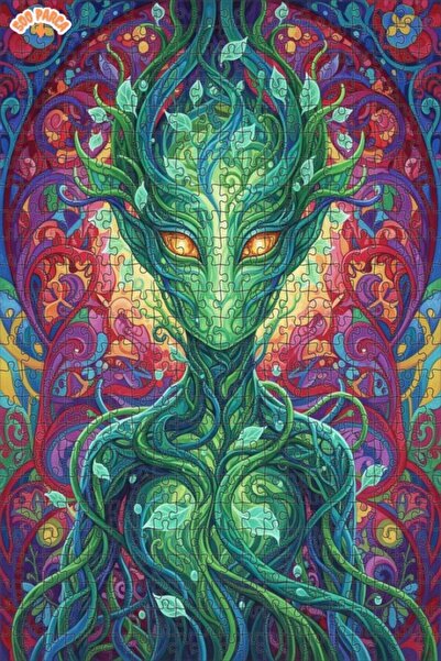 Teona Ahşap لغز خشبي بإطار ذو طبقتين بمظهر لوحة زيتية لروح الغابة للمرأة الخض...