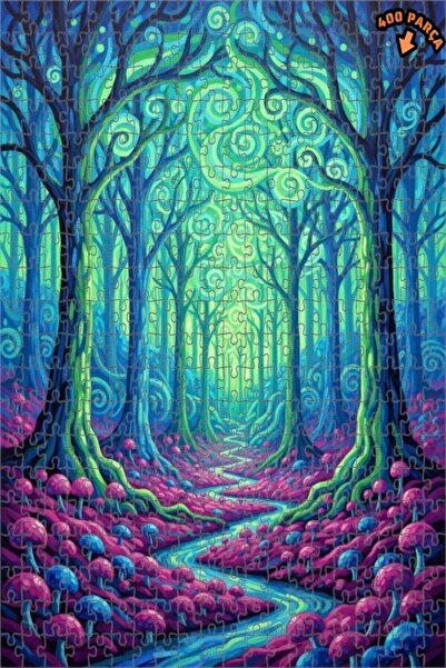 Teona Ahşap لغز خشبي مؤطر بطبقتين بمظهر لوحة زيتية فنية ساحرة للغابة 400 قطعة...