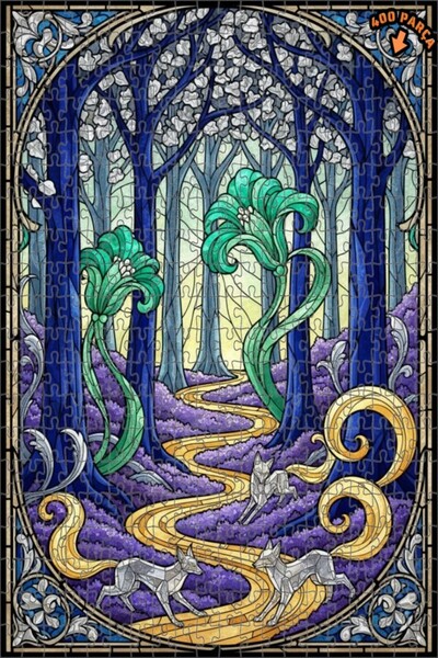 Teona Ahşap لغز خشبي فني من الزجاج الملون على شكل ثعالب الغابة السحرية 400 قط...