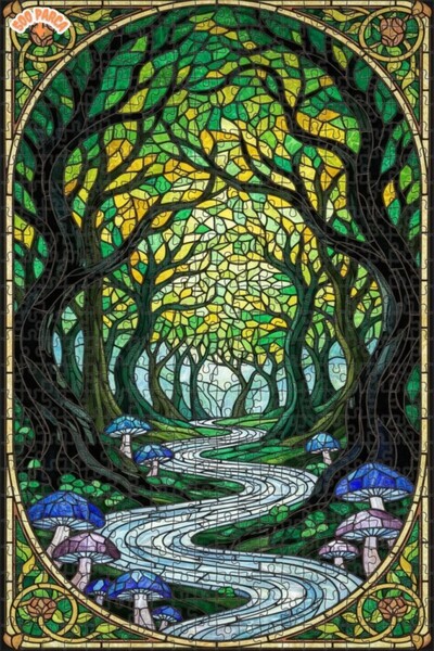 Teona Ahşap لغز خشبي مؤطر بطبقتين بتصميم فن الفسيفساء لجسر الغابة الغامضة 500...