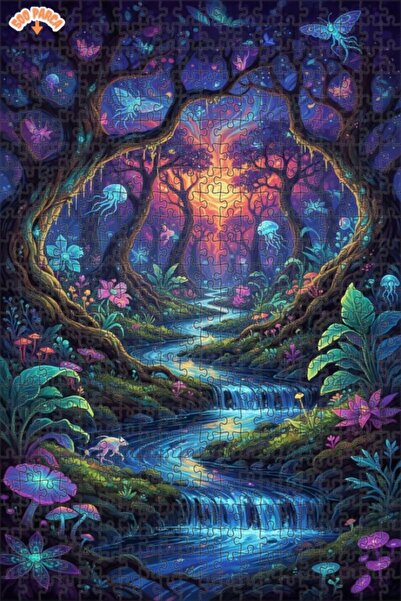 Teona Ahşap لغز خشبي فني بمظهر لوحة زيتية لغابة غامضة 500 قطعة 50×30