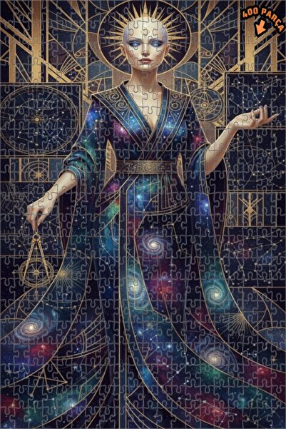 Teona Ahşap Galaxy Woman Oil Painting Look Double Layer Framed Wooden Puzzle ...