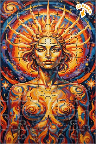 Teona Ahşap لوحة فنية حديثة بتصميم إلهة الشمس بمظهر الزيت الملون، لغز خشبي بإ...