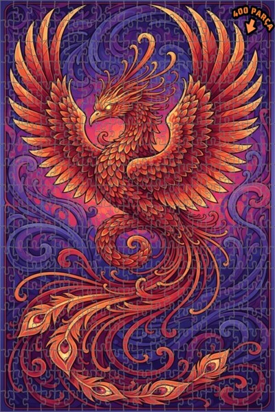 Teona Ahşap لغز خشبي رائع بإطار مزدوج الطبقات بمظهر لوحة زيتية لطائر الفينيق ...