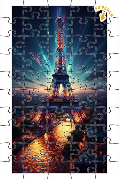 Teona Ahşap لغز خشبي بإطار مزدوج الطبقات ليلة باريس المتألقة 50 قطعة 15×25