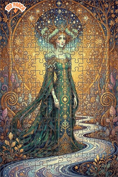 Teona Ahşap Fairy Tale Forest Queen Oil Painting Look Double Layer Framed Woo...