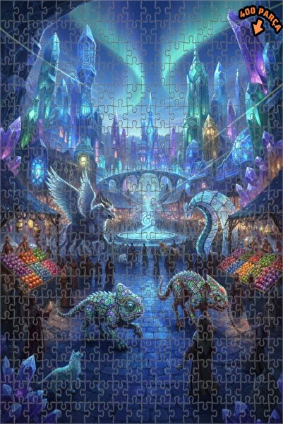 Teona Ahşap لغز خشبي مؤطر من طابقين من ماركتيبل كريستال سيتي، فن رقمي، 400 قط...