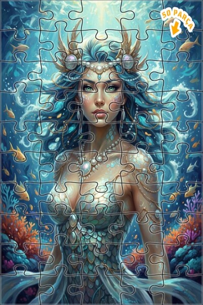 Teona Ahşap لوحة زيتية بتصميم ملكة البحر 50 قطعة 15×25