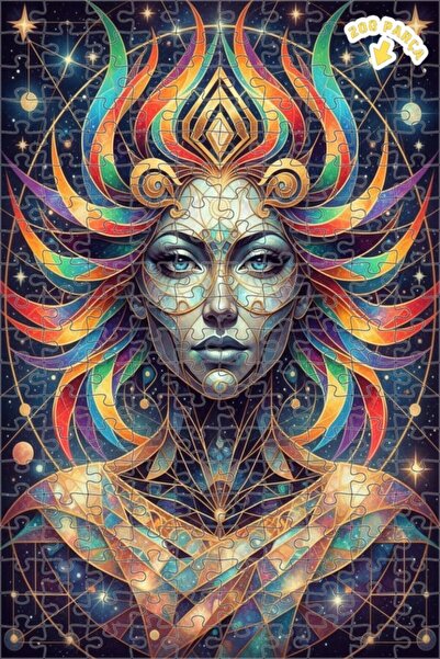 Teona Ahşap لغز خشبي ملون بإطار مزدوج الطبقات بمظهر نسائي كوني 200 قطعة 25×35