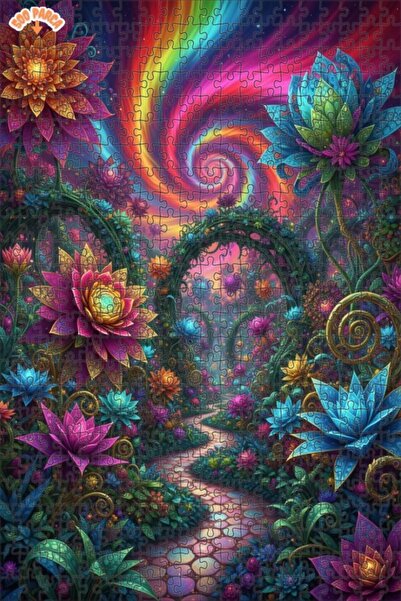 Teona Ahşap Double Layer Framed Wooden Puzzle Illustration 500 Pieces 50X30