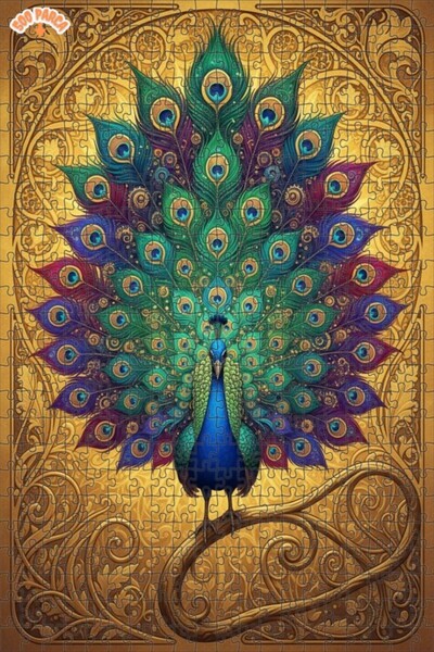 Teona Ahşap Majestic Peacock Oil Painting Look Art Wooden Puzzle Double Layer...