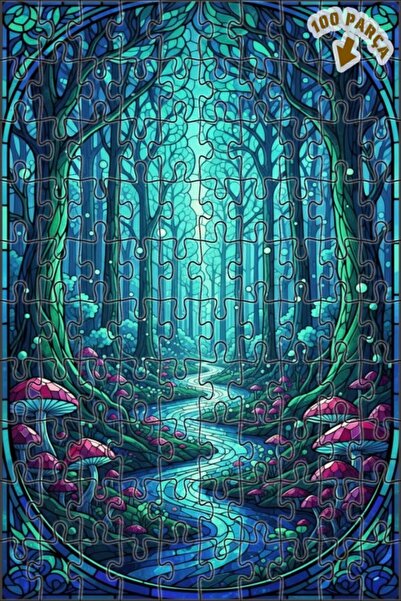 Teona Ahşap لغز خشبي مؤطر من طابقين من فن الموزاييك الزجاجي من ماجيكال فورست ...