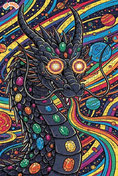 Teona Ahşap لغز خشبي بإطار مزدوج الطبقات بمظهر التنين قوس قزح 500 قطعة 50×30