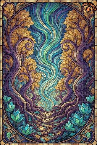 Teona Ahşap لغز خشبي بإطار مزدوج الطبقات بمظهر فسيفساء زجاجي من الغابة الغامض...