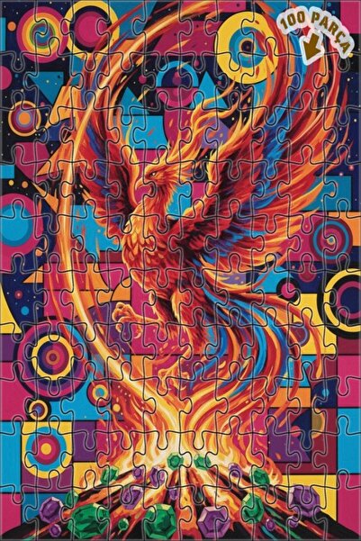 Teona Ahşap لغز فني رائع على شكل طائر الفينيق 100 قطعة 25x25