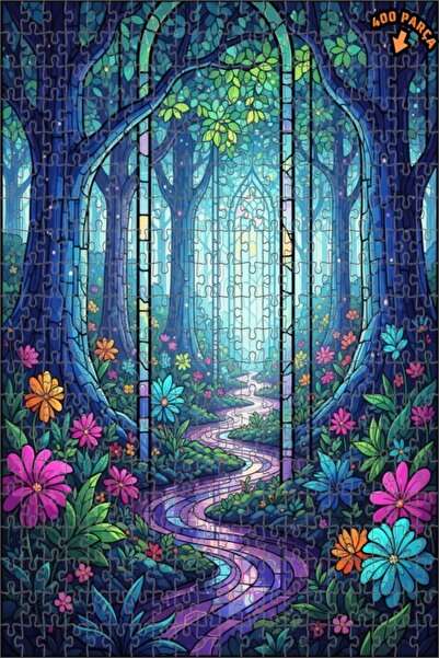 Teona Ahşap لغز خشبي مؤطر بطبقتين من فن الفسيفساء الغابة السحرية 400 قطعة 35x35