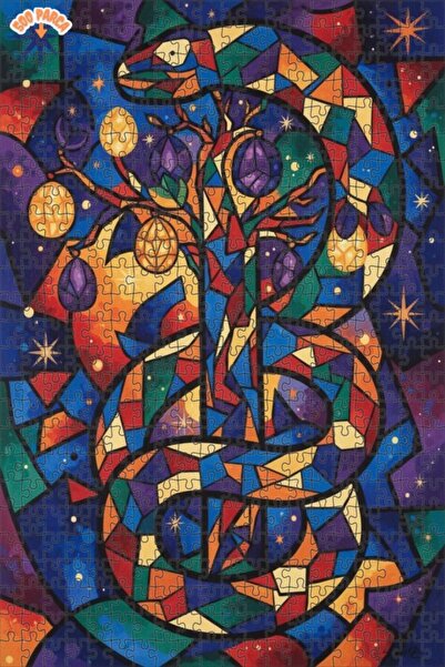 Teona Ahşap لغز خشبي مؤطر بطبقتين من فن الشجرة على شكل ثعبان 500 قطعة 50x30