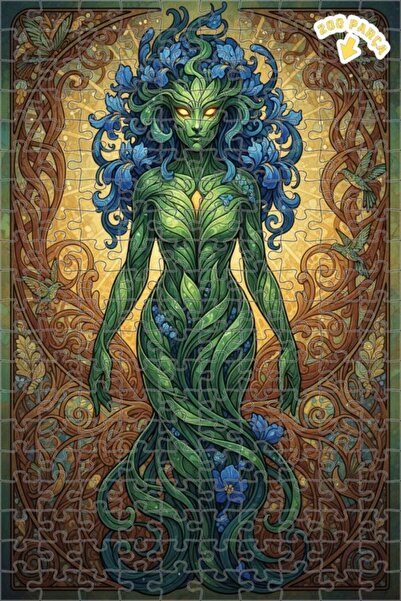 Teona Ahşap لغز خشبي فني بتصميم آرت نوفو يصور تمثالًا نسائيًا بلون أخضر طبيعي...