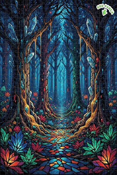 Teona Ahşap لغز خشبي مؤطر بطبقتين من فن الغابة الكريستالية السحرية 800 قطعة 7...