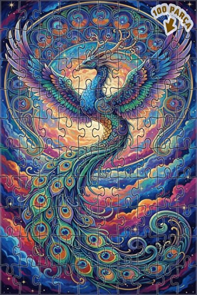 Teona Ahşap لغز خشبي مؤطر بطبقتين من فن الطاووس السحري 100 قطعة 25x25