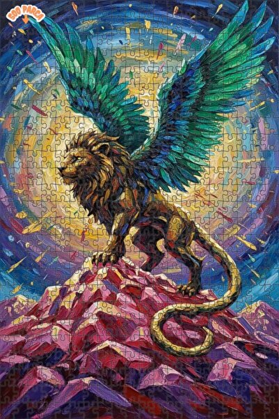 Teona Ahşap لوحة فنية خشبية مؤطرة بطبقتين على شكل أسد مجنح بمظهر لوحة زيتية 5...