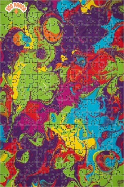 Teona Ahşap Vibrant Colors Fluid Art Oil Painting Look Double Layer Framed Wo...