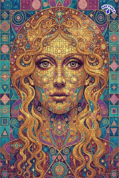 Teona Ahşap لغز خشبي مؤطر بطبقتين بتصميم فن الهندسة الغامضة للمرأة الذهبية 60...