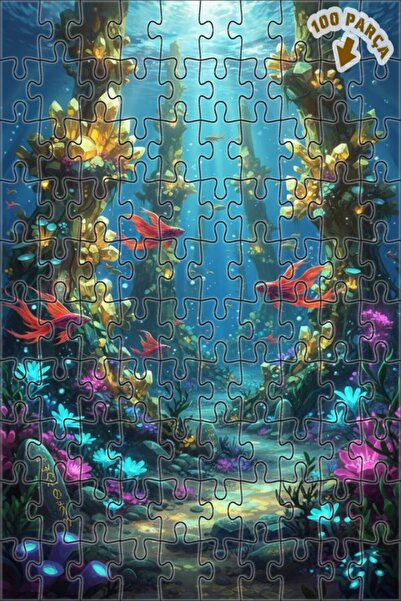 Teona Ahşap لغز خشبي مؤطر بطبقتين من فن الأسماك الكريستالية السحرية 100 قطعة ...