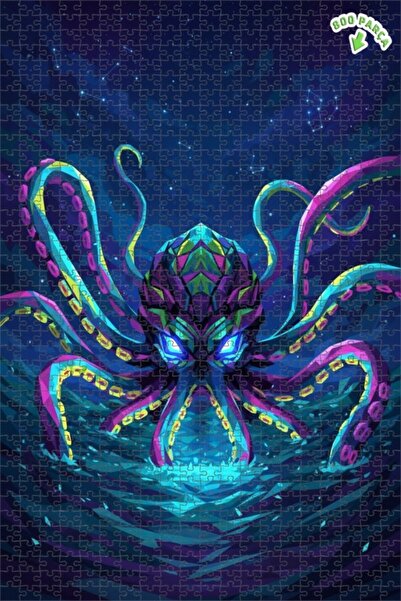 Teona Ahşap لغز خشبي بإطار ذو طابقين بمظهر فني هندسي من كوزميك كراكن 800 قطعة...