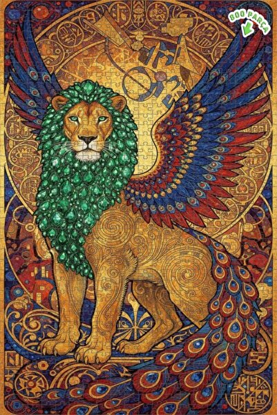 Teona Ahşap لوحة فنية زيتية لأسد مجنح، عمل فني بإطار خشبي مزدوج الطبقات، لغز ...