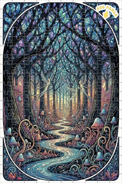 Teona Ahşap لغز خشبي فني بمظهر لوحة زيتية لجداول الغابة السحرية 200 قطعة 25×35