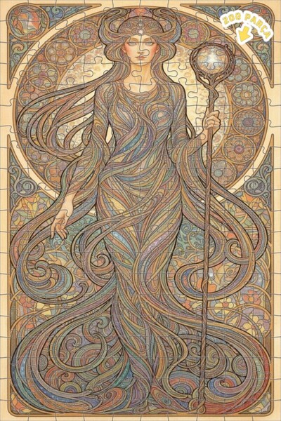 Teona Ahşap لغز خشبي بمظهر لوحة زيتية لشخصية امرأة بأسلوب آرت نوفو 200 قطعة 2...