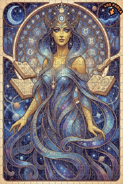 Teona Ahşap لغز خشبي بإطار مزدوج الطبقات بمظهر لوحة زيتية لامرأة الحكمة الكون...