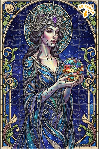 Teona Ahşap لغز خشبي بمظهر لوحة زيتية لملكة السماء على شكل كرة نجمية 50 قطعة ...