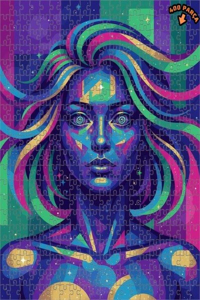 Teona Ahşap لوحة فنية نسائية فضائية بمظهر فن حديث مرسومة بالزيت، لوحة خشبية م...