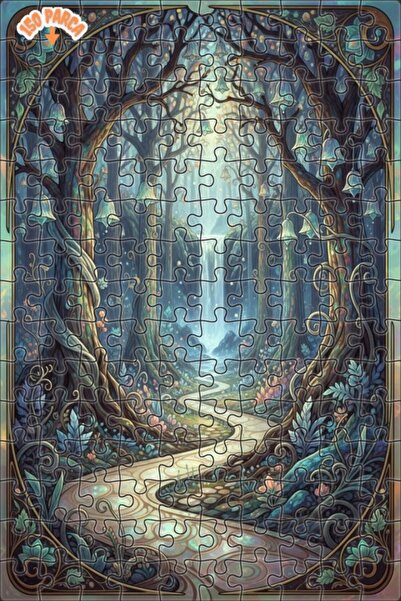 Teona Ahşap لغز فني بمظهر لوحة زيتية لشلال الغابة السحرية 150 قطعة 20×30