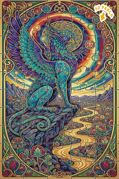 Teona Ahşap لغز خشبي مؤطر بطبقتين بمظهر لوحة زيتية فنية من ميستيك جريفين 50 ق...